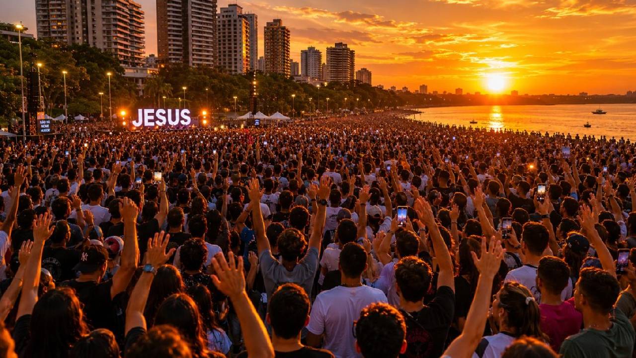 Manaus recebe edição do evento cristão 'Amanhecer' na Ponta Negra
