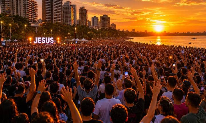 Manaus recebe edição do evento cristão 'Amanhecer' na Ponta Negra
